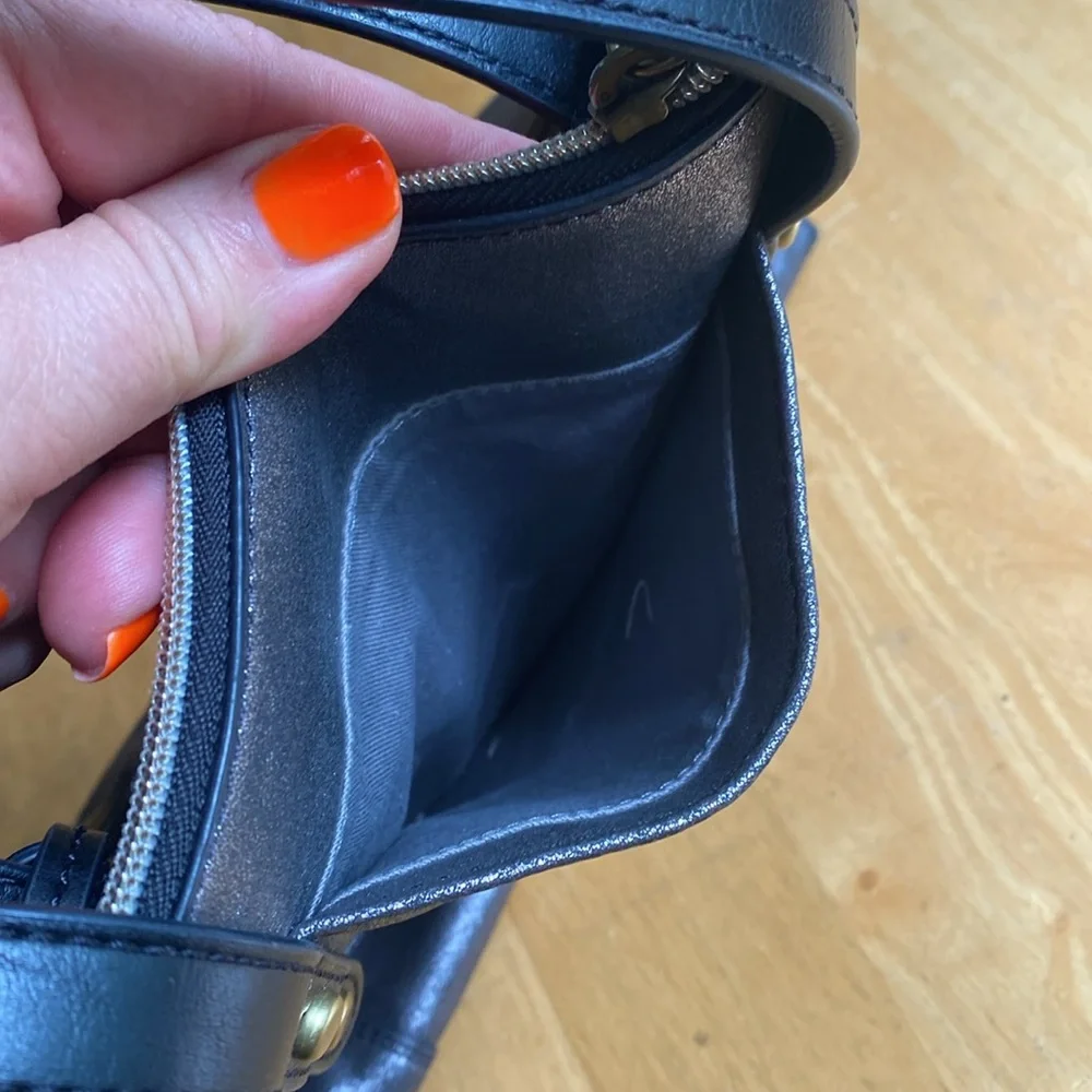 Fossil canvas black metallic tote in good condition